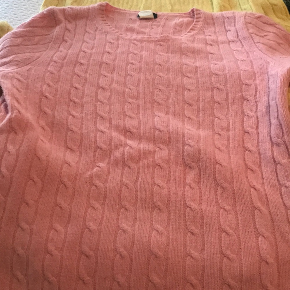 J crew pink cable sweater